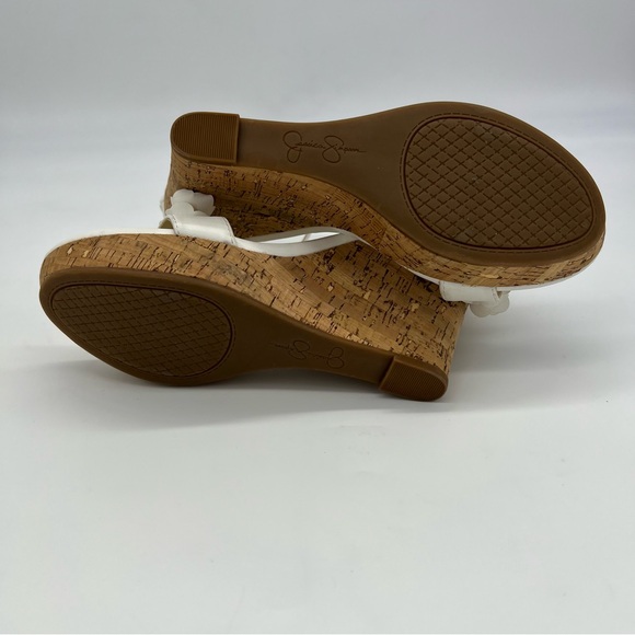 JESSICA SIMPSON White Jeffina Leather Wedge Sandals Size 9M - Picture 7 of 12